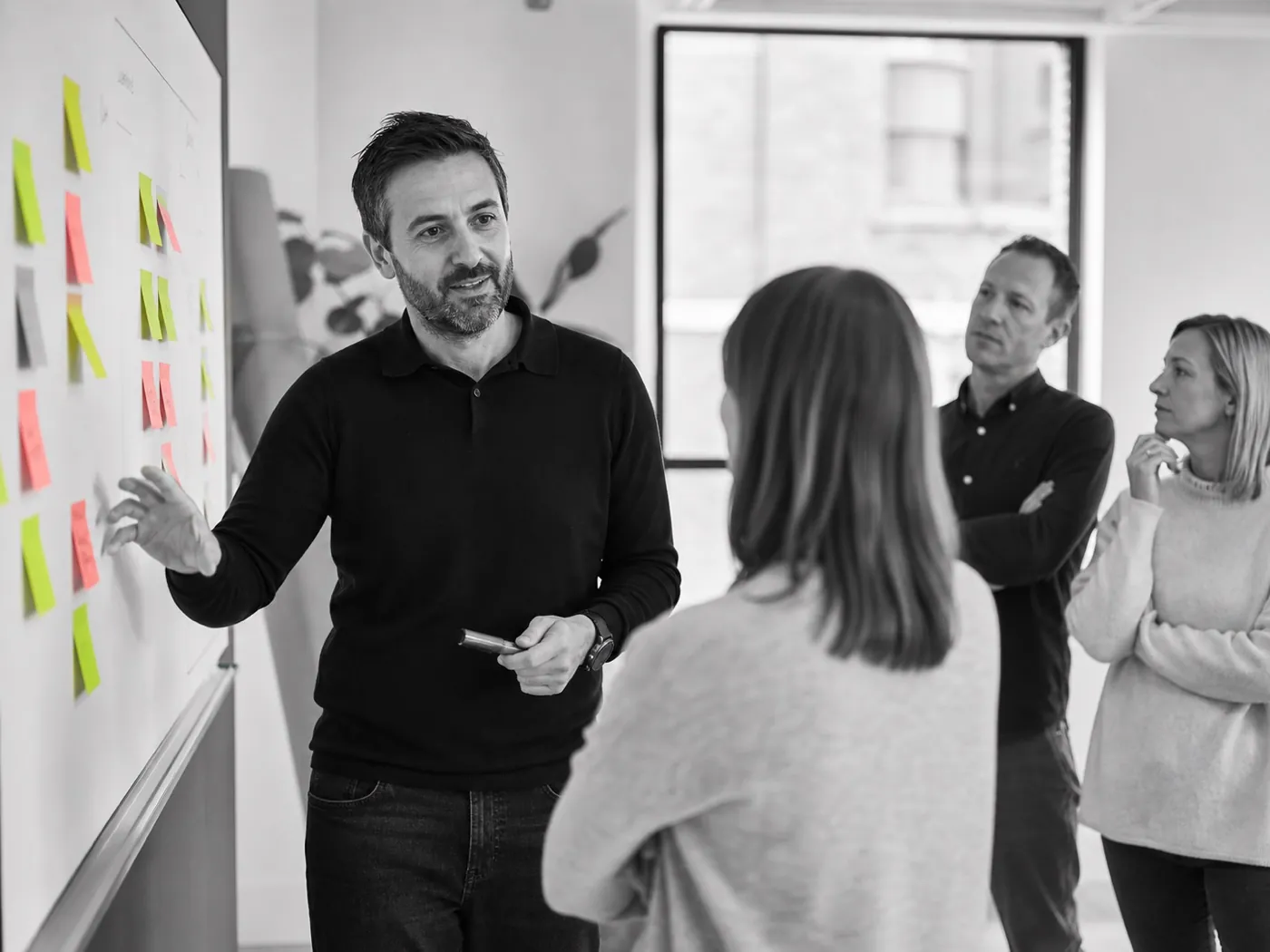 The team working together in the office