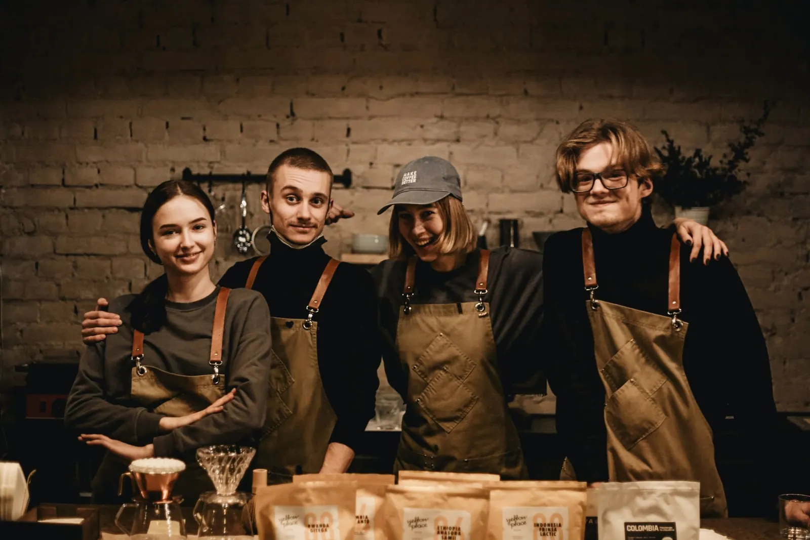 Four members of a cafe team